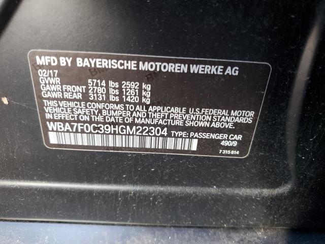 Photo 10 from auction – 2017 BMW 750 I with VIN WBA7F0C39HGM22304