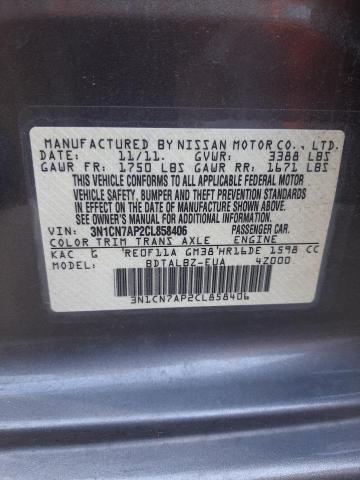 Photo 10 from auction – 2012 NISSAN VERSA S with VIN 3N1CN7AP2CL858406