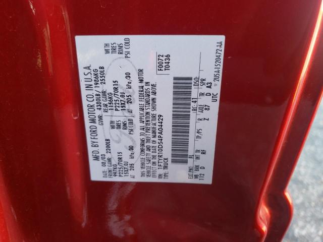 Photo 10 from auction – 2004 FORD RANGER with VIN 1FTYR10D54PA04429