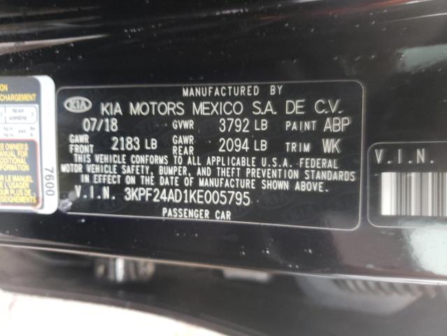 Photo 10 from auction – 2019 KIA FORTE FE with VIN 3KPF24AD1KE005795
