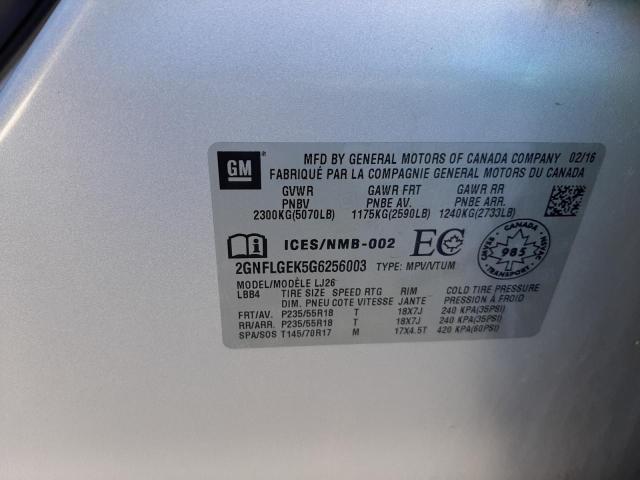 Photo 10 from auction – 2016 CHEVROLET EQUINOX LT with VIN 2GNFLGEK5G6256003