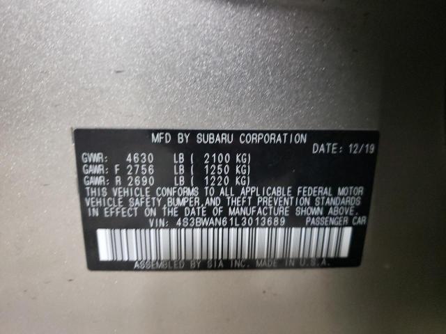 Photo 10 from auction – 2020 SUBARU LEGACY LIM with VIN 4S3BWAN61L3013689