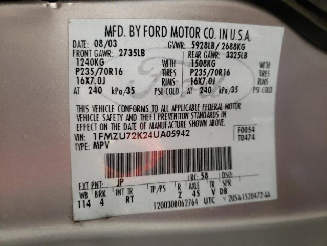 Photo 10 from auction – 2004 FORD EXPLORER X with VIN 1FMZU72K24UA05942