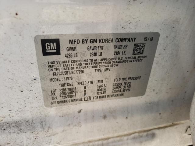 Photo 10 from auction – 2018 CHEVROLET TRAX 1LT with VIN KL7CJLSB1JB677796