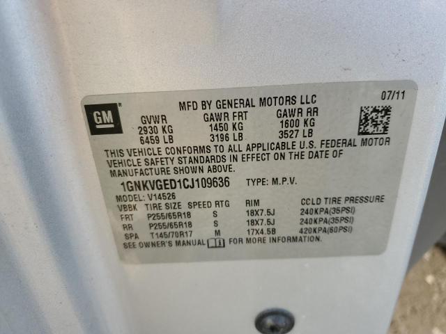 Photo 10 from auction – 2012 CHEVROLET TRAVERSE L with VIN 1GNKVGED1CJ109636
