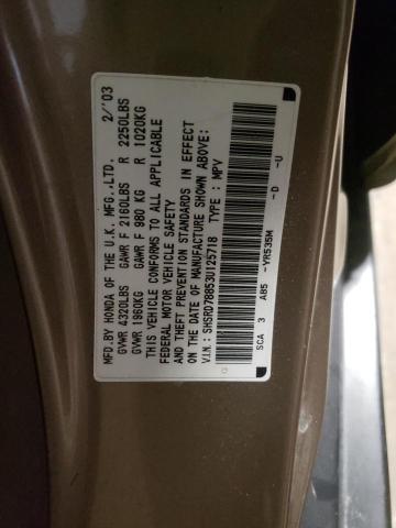 Photo 10 from auction – 2003 HONDA CR-V EX with VIN SHSRD78853U125718