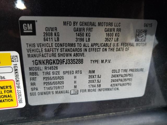 Photo 10 from auction – 2015 CHEVROLET TRAVERSE L with VIN 1GNKRGKD9FJ335288