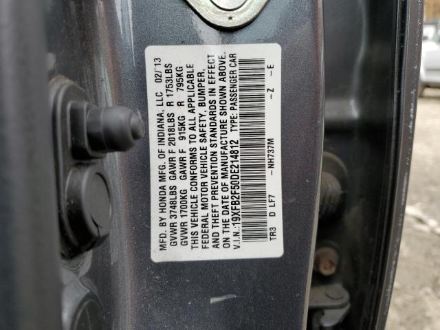 Photo 10 from auction – 2013 HONDA CIVIC LX with VIN 19XFB2F50DE214812