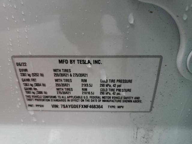 Photo 10 from auction – 2022 TESLA MODEL Y with VIN 7SAYGDEFXNF468364