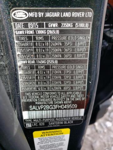 Photo 10 from auction – 2015 LAND ROVER ROVER with VIN SALVP2BG3FH049509