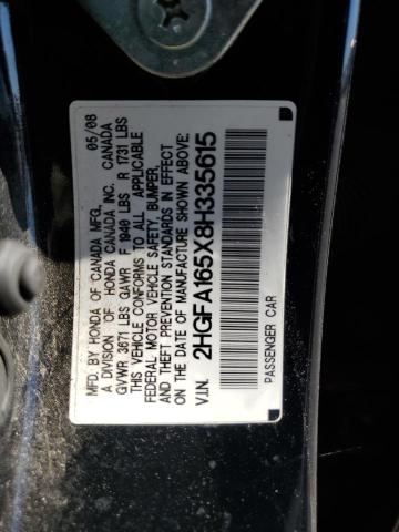 Photo 10 from auction – 2008 HONDA CIVIC LX with VIN 2HGFA165X8H335615