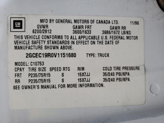 Photo 10 from auction – 1997 CHEVROLET GMT-400 C1 with VIN 2GCEC19R0V1151680