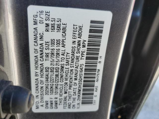 Photo 10 from auction – 2016 HONDA CR-V LX with VIN 2HKRM3H35GH516475