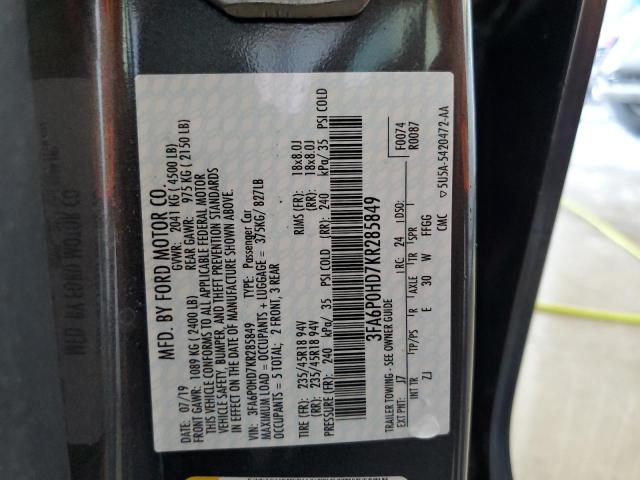Photo 10 from auction – 2019 FORD FUSION SE with VIN 3FA6P0HD7KR285849