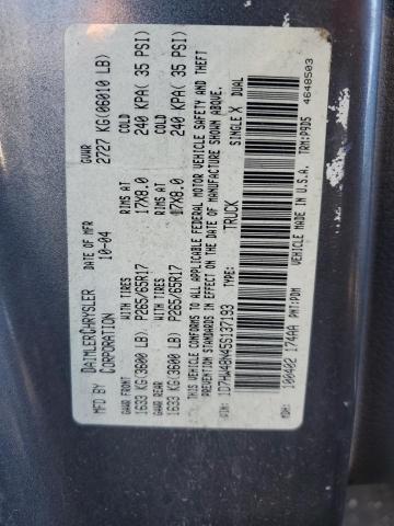Photo 10 from auction – 2005 DODGE DAKOTA QUA with VIN 1D7HW48N45S137193