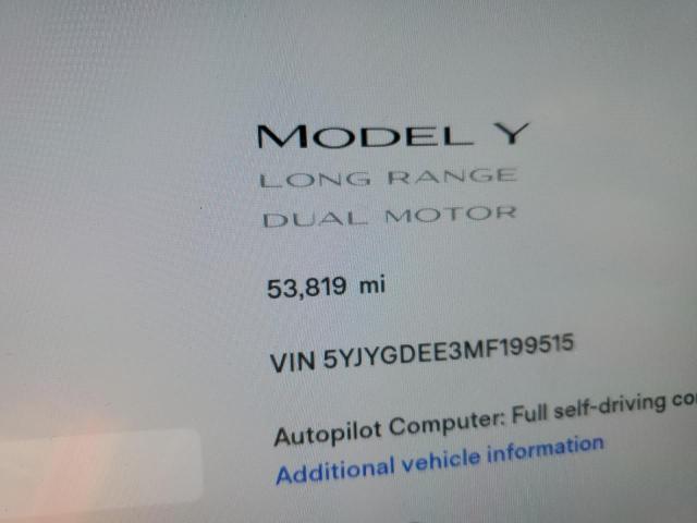 Photo 8 from auction – 2021 TESLA MODEL Y with VIN 5YJYGDEE3MF199515
