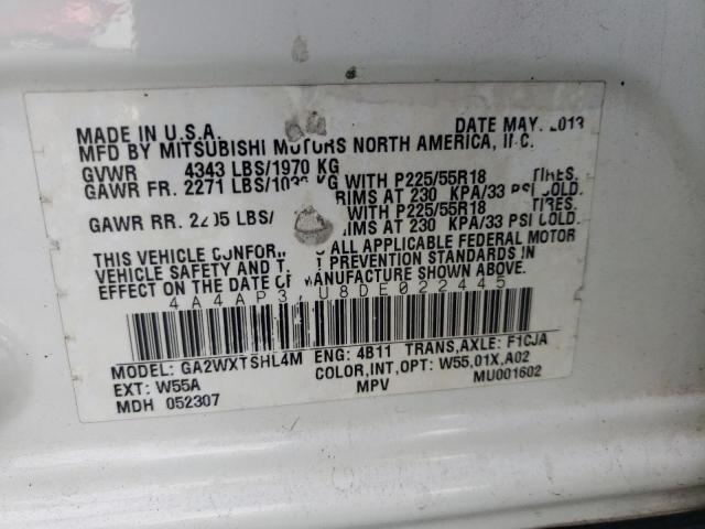 Photo 10 from auction – 2013 MITSUBISHI OUTLANDER with VIN 4A4AP3AU8DE022445