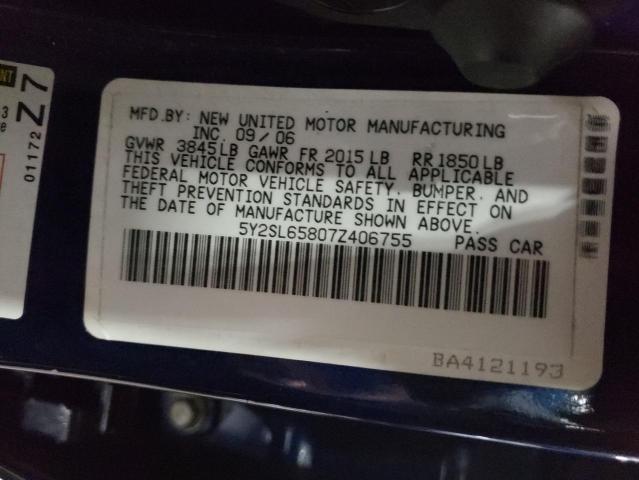 Photo 10 from auction – 2007 PONTIAC VIBE with VIN 5Y2SL65807Z406755