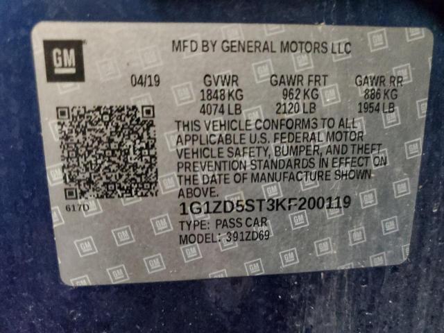 Photo 10 from auction – 2019 CHEVROLET MALIBU LT with VIN 1G1ZD5ST3KF200119