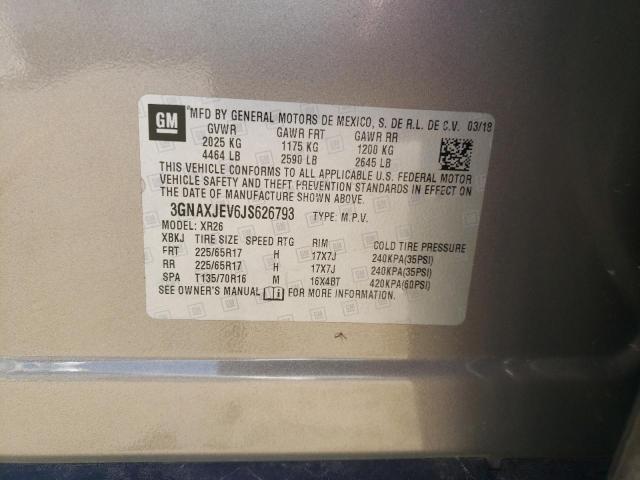 Photo 10 from auction – 2018 CHEVROLET EQUINOX LT with VIN 3GNAXJEV6JS626793