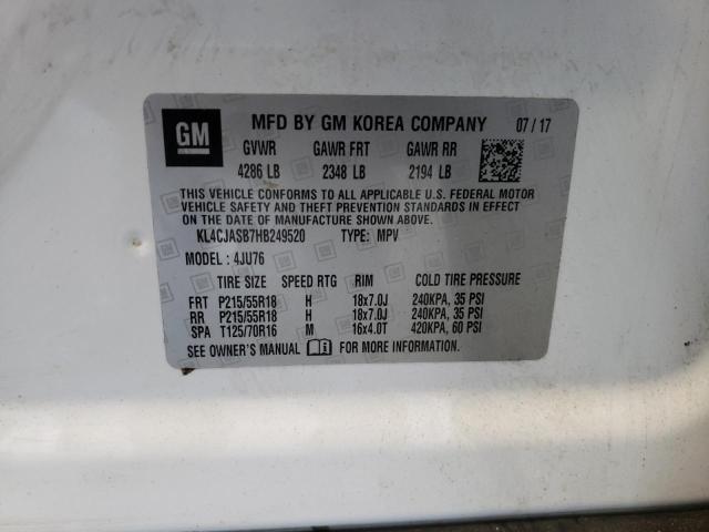 Photo 10 from auction – 2017 BUICK ENCORE PRE with VIN KL4CJASB7HB249520