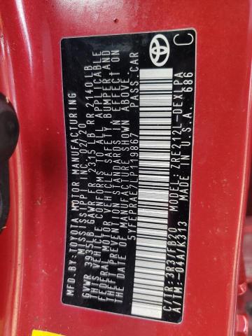 Photo 10 from auction – 2020 TOYOTA COROLLA LE with VIN 5YFEPRAE7LP119867