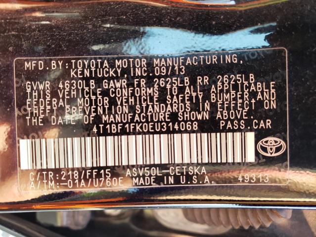 Photo 10 from auction – 2014 TOYOTA CAMRY L with VIN 4T1BF1FK0EU314068