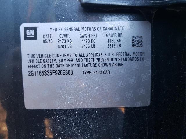 Photo 10 from auction – 2015 CHEVROLET IMPALA LTZ with VIN 2G1165S35F9265303