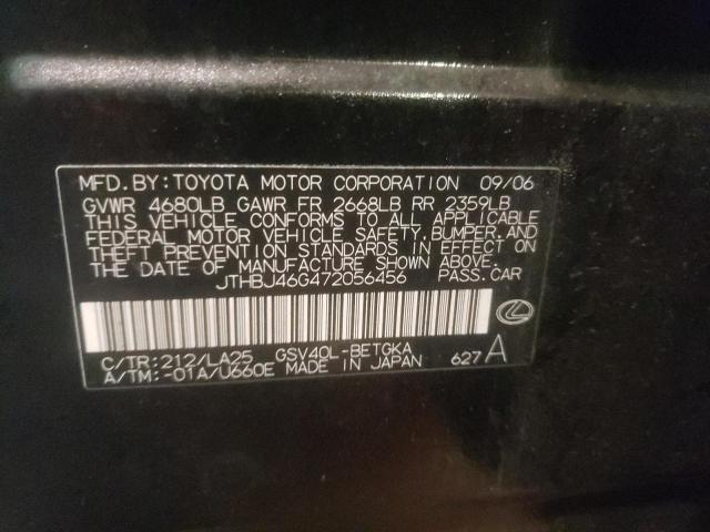 Photo 10 from auction – 2007 LEXUS ES 350 with VIN JTHBJ46G472056456