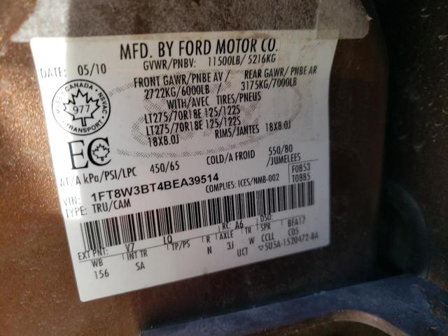 Photo 10 from auction – 2011 FORD F 350 with VIN 1FT8W3BT4BEA39514