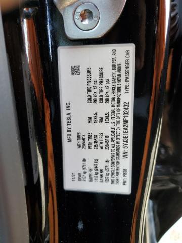 Photo 10 from auction – 2022 TESLA MODEL 3 with VIN 5YJ3E1EA2NF102432