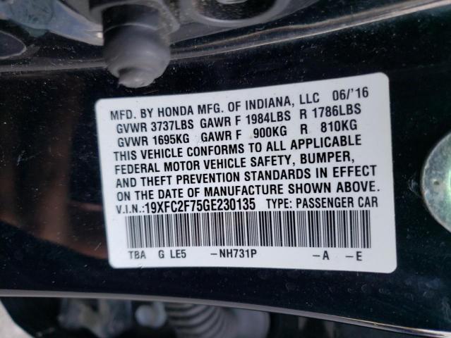 Photo 10 from auction – 2016 HONDA CIVIC EX with VIN 19XFC2F75GE230135