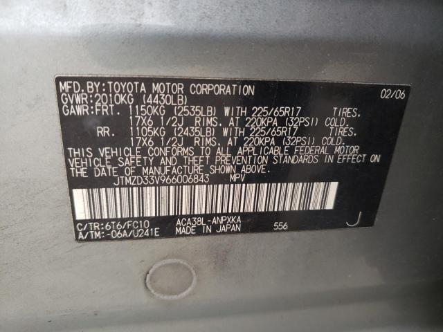 Photo 10 from auction – 2006 TOYOTA RAV4 with VIN JTMZD33V966006843