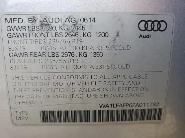 Photo 10 from auction – 2015 AUDI Q5 PREMIUM with VIN WA1LFAFP6FA011782