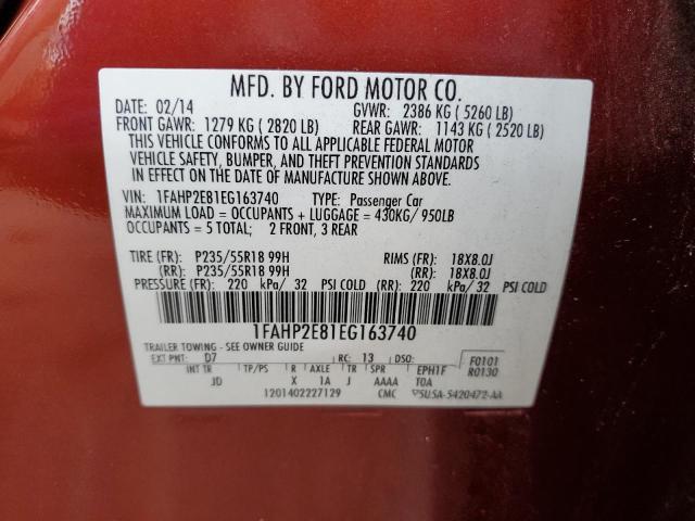 Photo 10 from auction – 2014 FORD TAURUS SEL with VIN 1FAHP2E81EG163740
