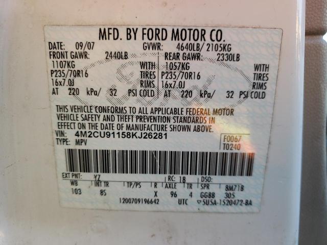 Photo 10 from auction – 2008 MERCURY MARINER with VIN 4M2CU91158KJ26281