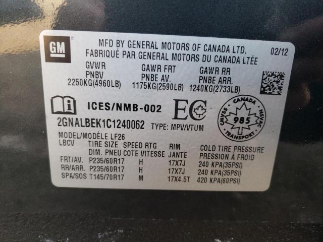 Photo 10 from auction – 2012 CHEVROLET EQUINOX LS with VIN 2GNALBEK1C1240062