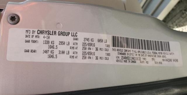 Photo 10 from auction – 2010 DODGE GRAND CARA with VIN 2D4RN5D11AR318132