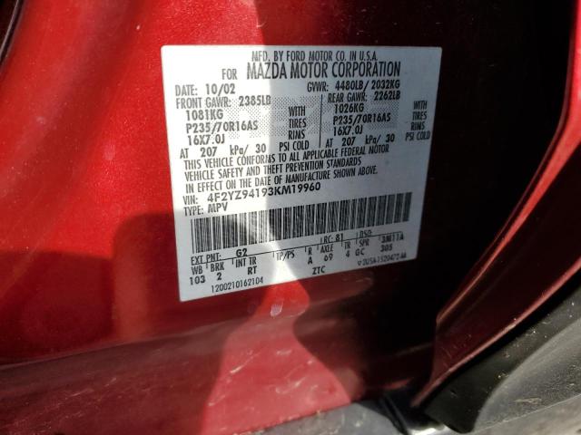 Photo 10 from auction – 2003 MAZDA TRIBUTE LX with VIN 4F2YZ94193KM19960