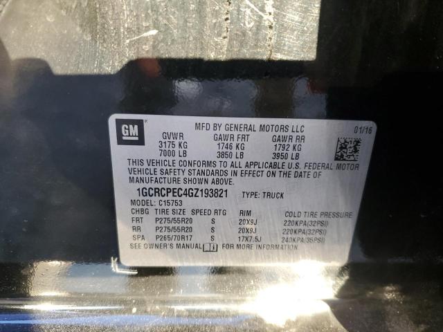 Photo 10 from auction – 2016 CHEVROLET SILVERADO with VIN 1GCRCPEC4GZ193821