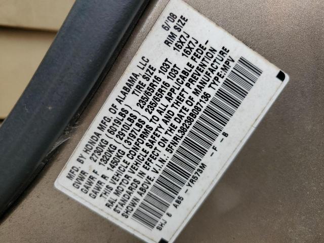 Photo 10 from auction – 2008 HONDA ODYSSEY LX with VIN 5FNRL38238B087136
