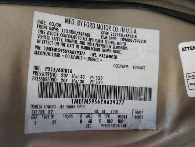 Photo 10 from auction – 2000 MERCURY SABLE LS P with VIN 1MEFM59S6YA629377