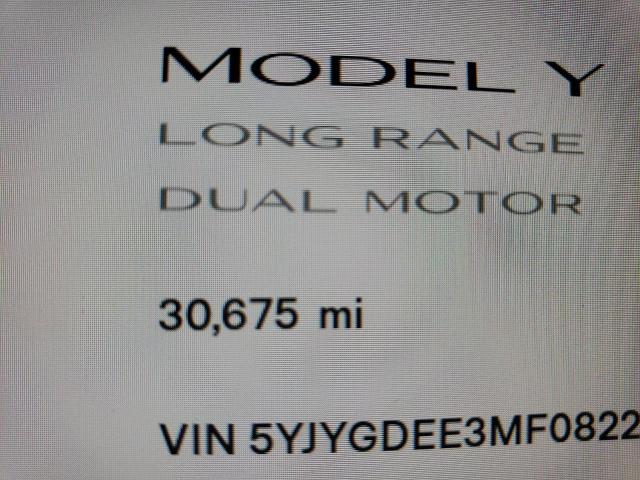 Photo 8 from auction – 2021 TESLA MODEL Y with VIN 5YJYGDEE3MF082291