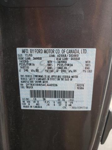 Photo 10 from auction – 2004 FORD F-150 HERI with VIN 2FTRX18W54CA40526