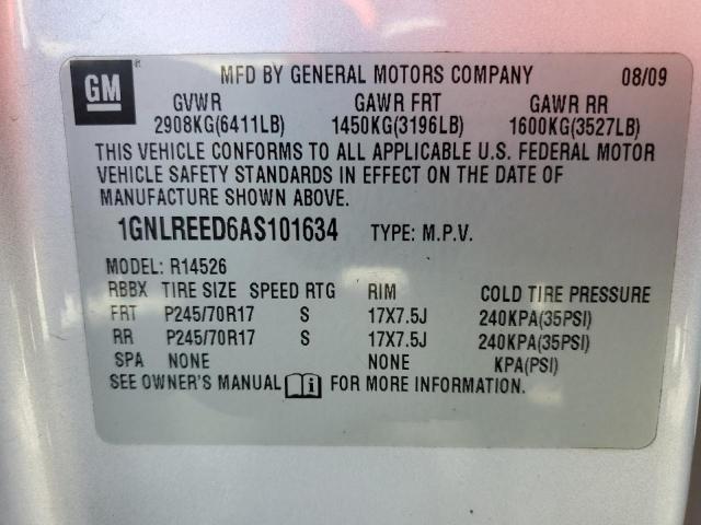 Photo 10 from auction – 2010 CHEVROLET TRAVERSE L with VIN 1GNLREED6AS101634