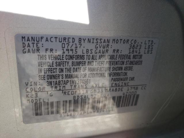 Photo 10 from auction – 2017 NISSAN SENTRA S with VIN 3N1AB7AP1HY374561