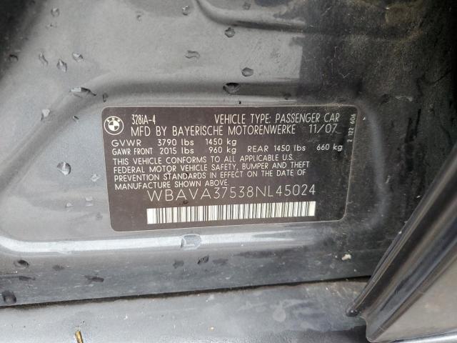 Photo 10 from auction – 2008 BMW 328 I with VIN WBAVA37538NL45024