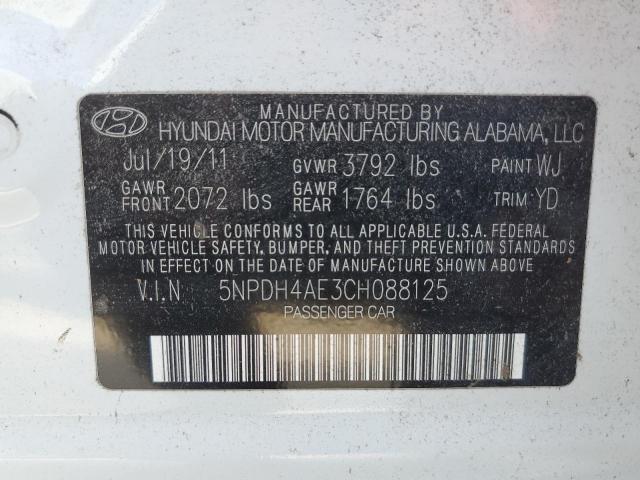 Photo 10 from auction – 2012 HYUNDAI ELANTRA GL with VIN 5NPDH4AE3CH088125