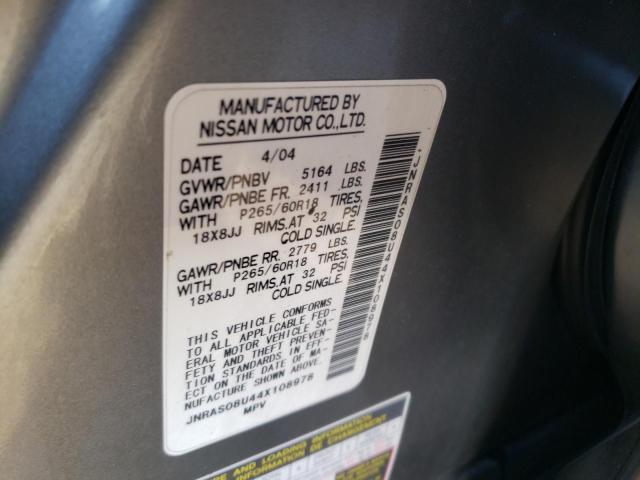 Photo 10 from auction – 2004 INFINITI FX35 with VIN JNRAS08U44X108978