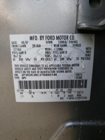 Photo 10 from auction – 2007 FORD EDGE SEL with VIN 2FMDK38C37BB60146